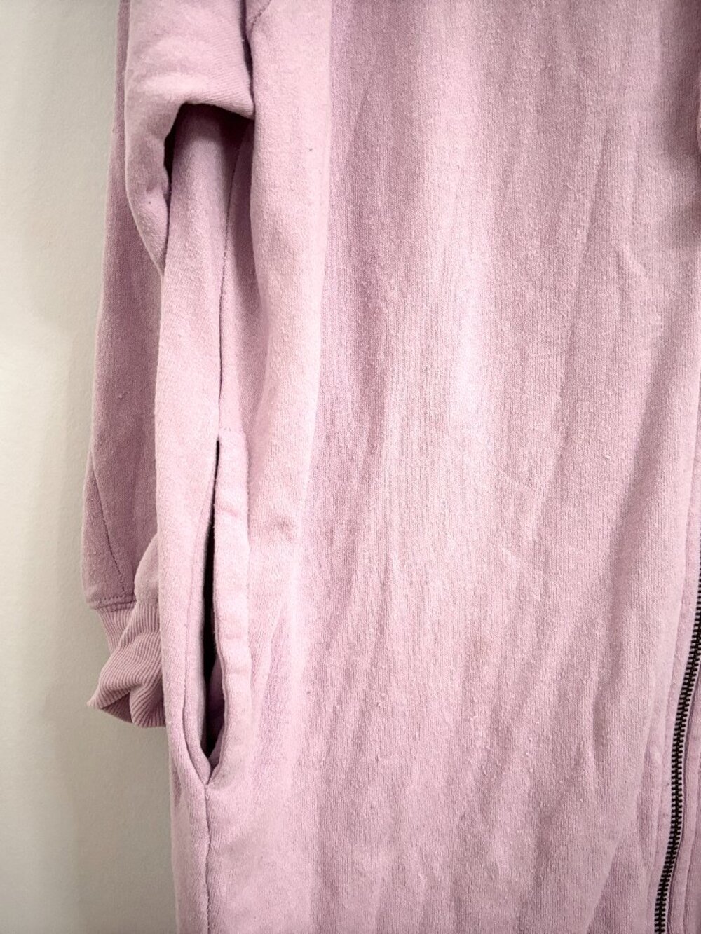 Free People Lavender Pink Oversized Long Zip Up Sweater Hoodie - XS - Picture 5 of 14